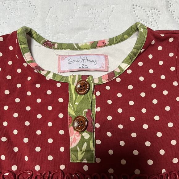 SweetHoney Holiday Mixed Print Dress Size 12m - Picture 5 of 7